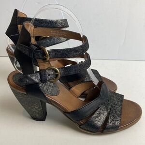 Miz Mooz Black and Brown Strappy Heels